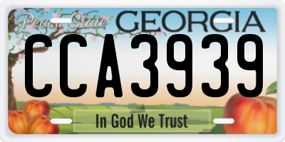 GA license plate CCA3939