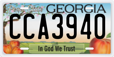 GA license plate CCA3940