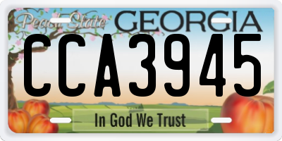 GA license plate CCA3945