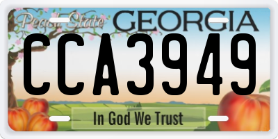 GA license plate CCA3949