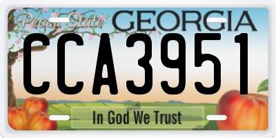 GA license plate CCA3951