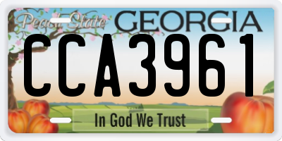 GA license plate CCA3961