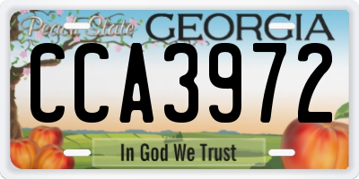 GA license plate CCA3972
