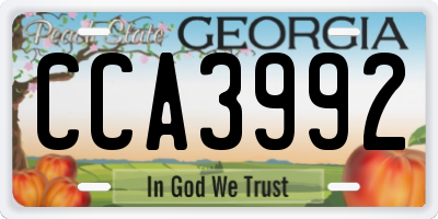 GA license plate CCA3992