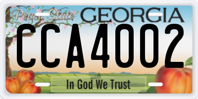GA license plate CCA4002