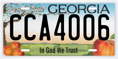 GA license plate CCA4006