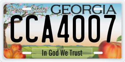 GA license plate CCA4007