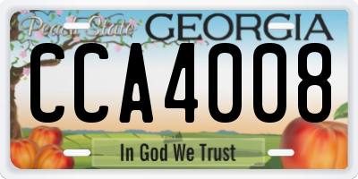 GA license plate CCA4008