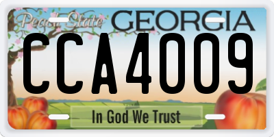 GA license plate CCA4009