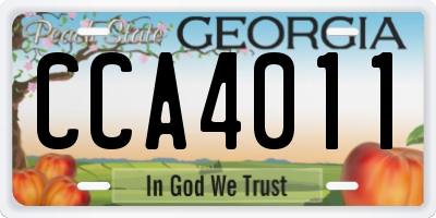 GA license plate CCA4011