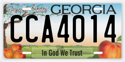 GA license plate CCA4014