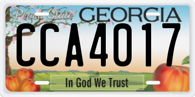 GA license plate CCA4017
