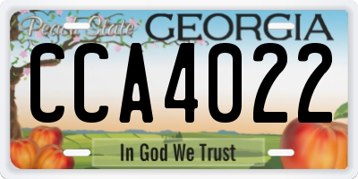 GA license plate CCA4022