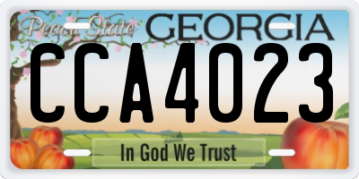 GA license plate CCA4023