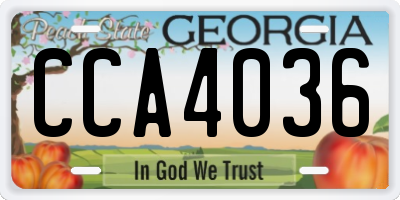 GA license plate CCA4036