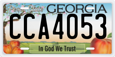 GA license plate CCA4053