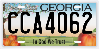 GA license plate CCA4062