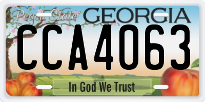 GA license plate CCA4063