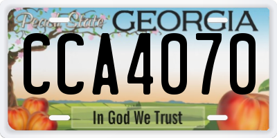 GA license plate CCA4070