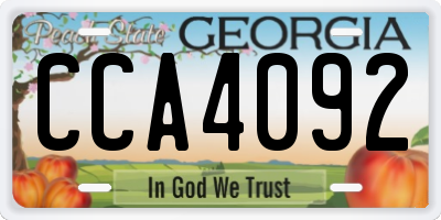 GA license plate CCA4092