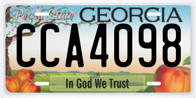 GA license plate CCA4098