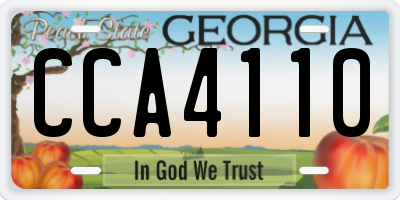 GA license plate CCA4110