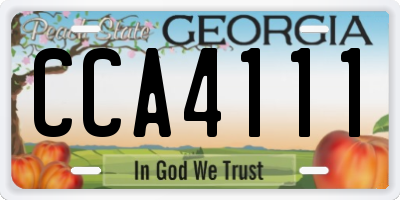 GA license plate CCA4111