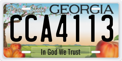 GA license plate CCA4113