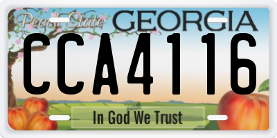 GA license plate CCA4116