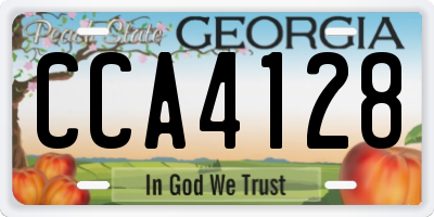 GA license plate CCA4128