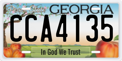 GA license plate CCA4135
