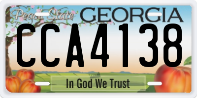 GA license plate CCA4138