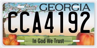 GA license plate CCA4192