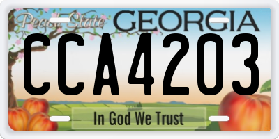 GA license plate CCA4203