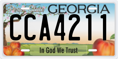 GA license plate CCA4211