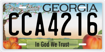 GA license plate CCA4216
