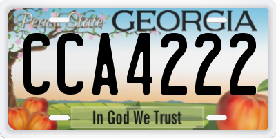 GA license plate CCA4222