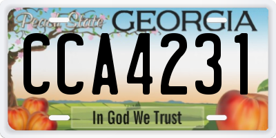 GA license plate CCA4231
