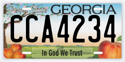 GA license plate CCA4234