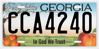 GA license plate CCA4240