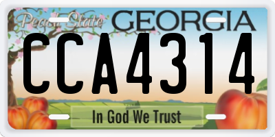 GA license plate CCA4314