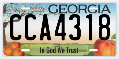 GA license plate CCA4318