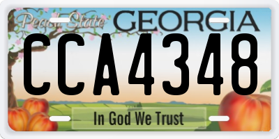 GA license plate CCA4348