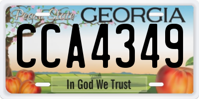 GA license plate CCA4349