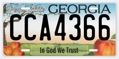 GA license plate CCA4366