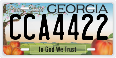 GA license plate CCA4422