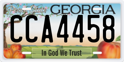 GA license plate CCA4458