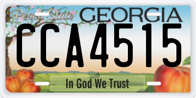 GA license plate CCA4515