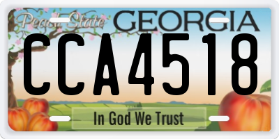 GA license plate CCA4518