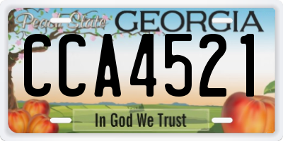 GA license plate CCA4521